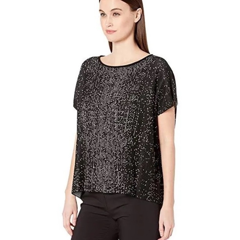 NWOT Eileen Fisher Bateau Neck Short Sleeve Sweater